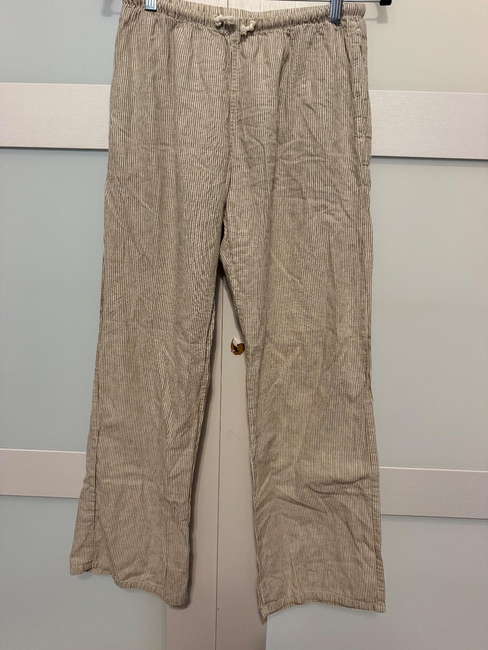 John Galt Striped Linen Blend Drawstring Pants
